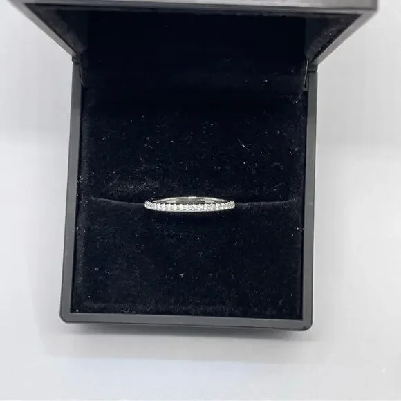 Moissanite Diamond Half Eternity Band Ring Dainty Wedding Stacking Band White - Picture 6 of 7